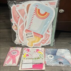 Baby Shower Party Supplies Set with Pink and Blue Decorations
